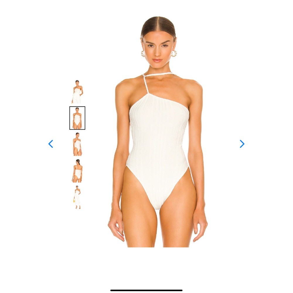 Atoir Elwood Bodysuit White Asymmetrical Halter Ribbed NWT Revolve M